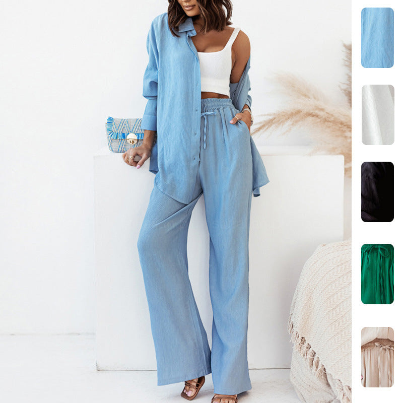 Damen Zweiteiliger Set Weiches Hemd Bequeme Hose - Norvielle