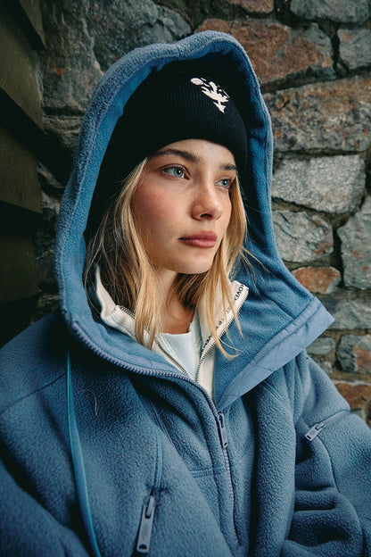 Damen Fleecejacke Verstellbarer Kapuzen-Kragen Praktische Taschen