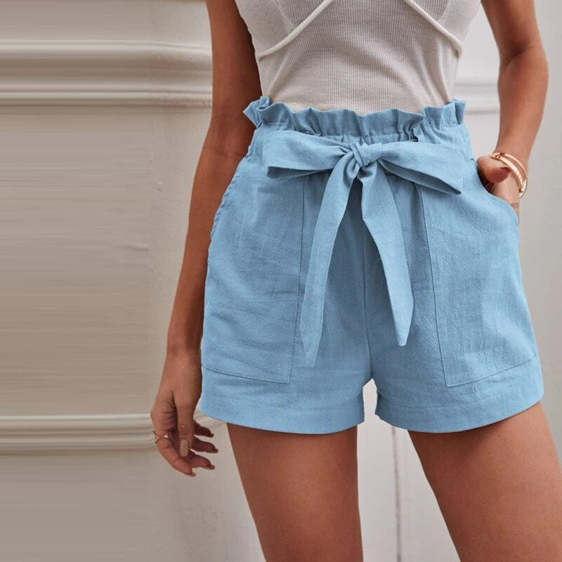 Norvielle Damen Shorts Einfarbig Baumwolle