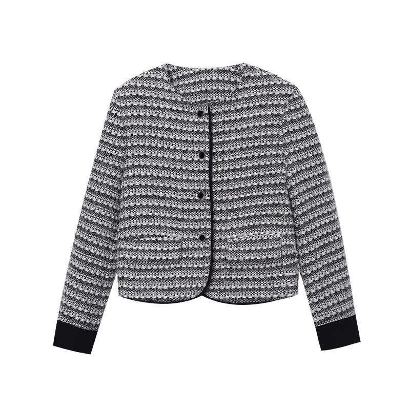 Damenjacke Tweed-Look Rundhalsausschnitt Norvielle