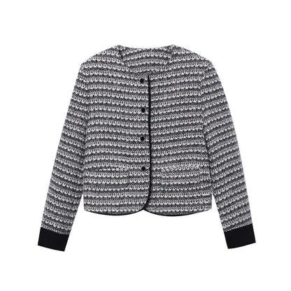 Damenjacke Tweed-Look Rundhalsausschnitt Norvielle