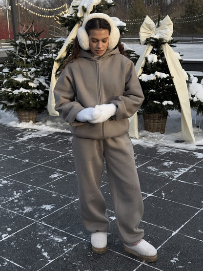 Damen Hoodie Kuschelig Reißverschluss Breiter Schnitt Norvielle