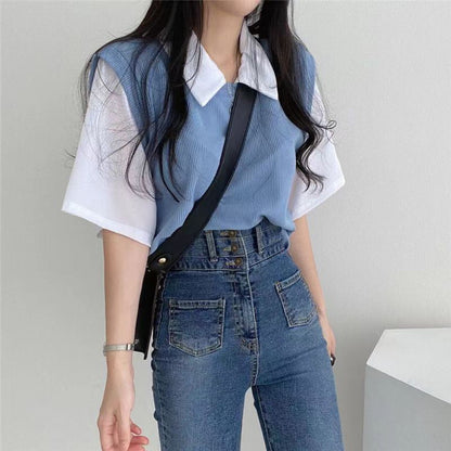 Damen Oversized Shirt Bequem Layering Effekt Weiß