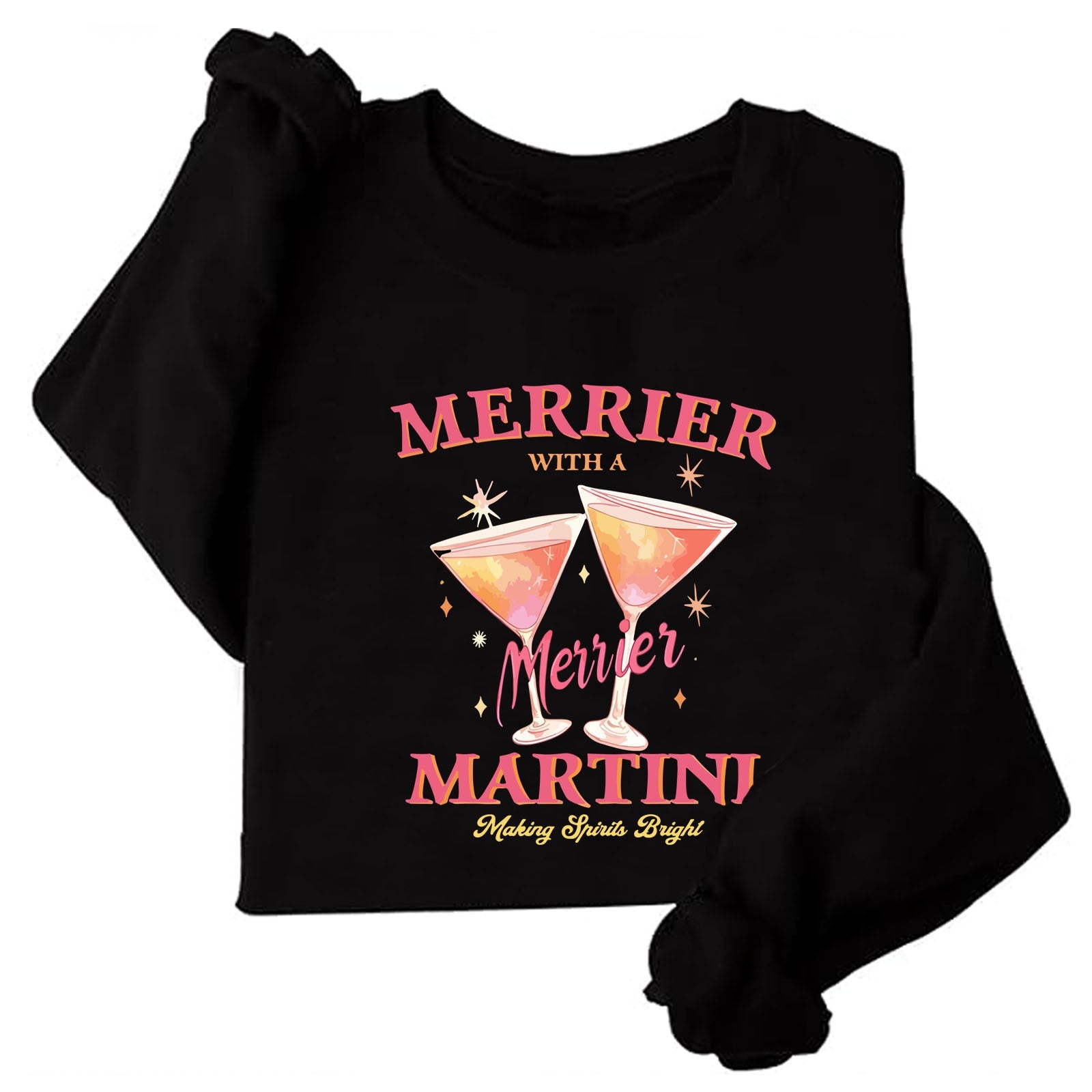 Damen Sweatshirt Cocktailmotiv Lässig Grau - Norvielle
