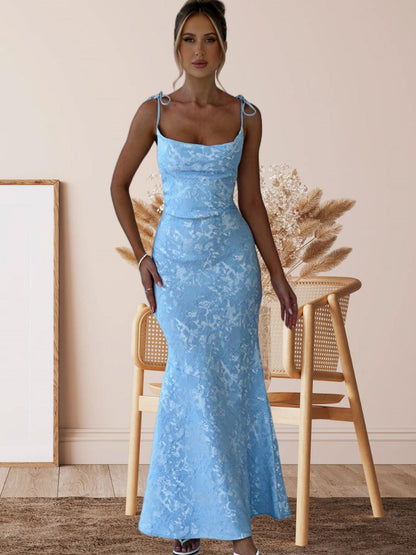 Damen Abendkleid Floralmuster Verstellbare Träger Norvielle