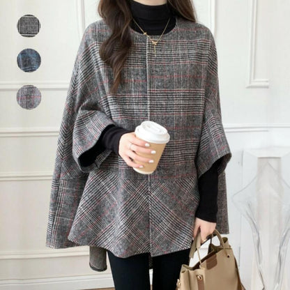 Damen Oversized Cardigan Karomuster Modern