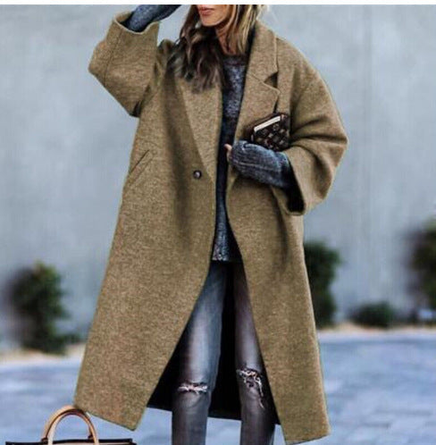 Damen Wollmantel Oversized Klassisches Revers Norvielle