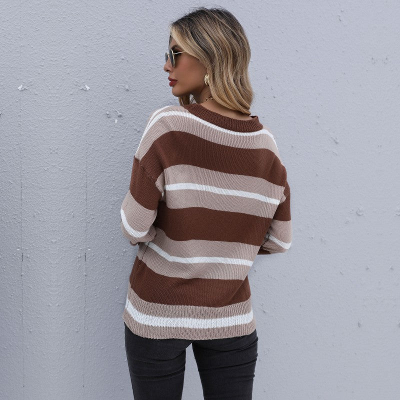 Damen Strickpullover Gestreift Norvielle