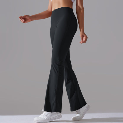 Damen Fitnesshose Flared High-Waist Sportleggings für Training
