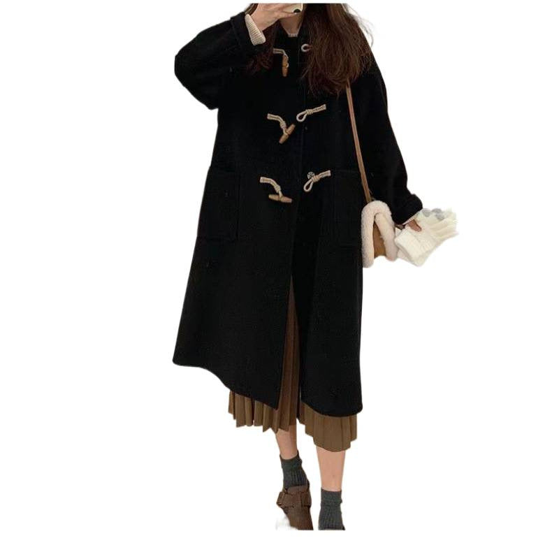 Damen Dufflecoat Praktische Taschen Dekorative Holzknebel Norvielle