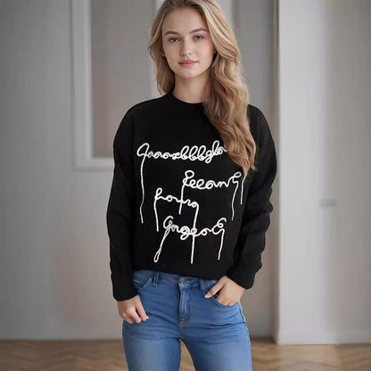 Damen Oversized Pullover mit Schriftzug Norvielle
