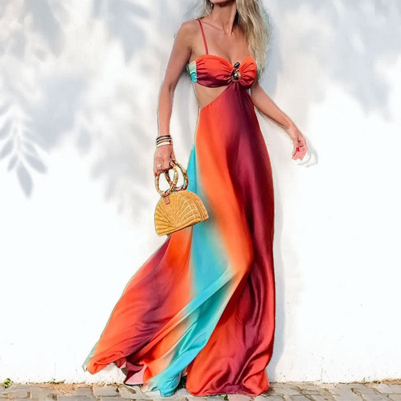 Damen Maxikleid Cut-Out-Design Farbverlauf Norvielle