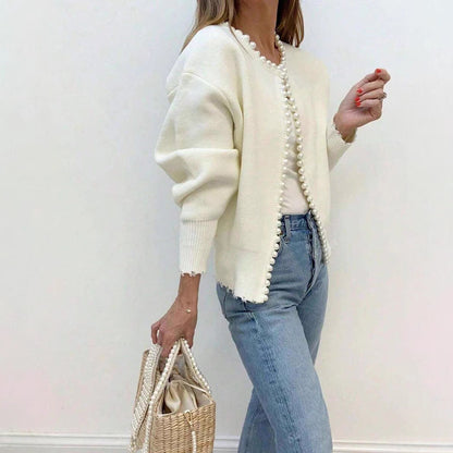 Damen Strickjacke Perlknöpfe Moderner Schnitt Norvielle