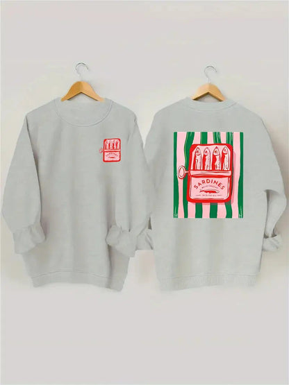 Damen Sweatshirt Sardinen-Grafik Lässig Norvielle