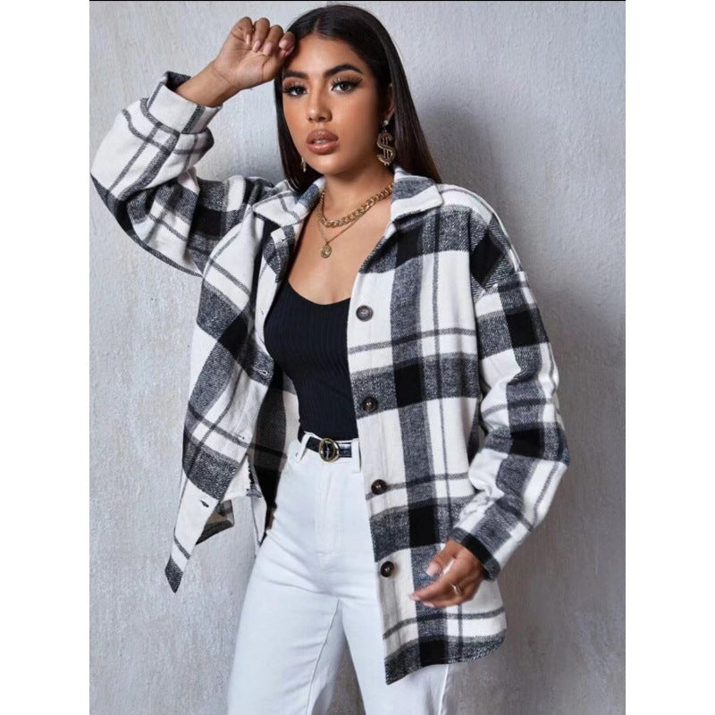 Damen Flanellhemdjacke Karomuster Schnürung Beige - Norvielle