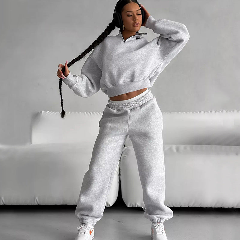 Damen Sportliches Sweatshirt mit hohem Kragen und bequemen