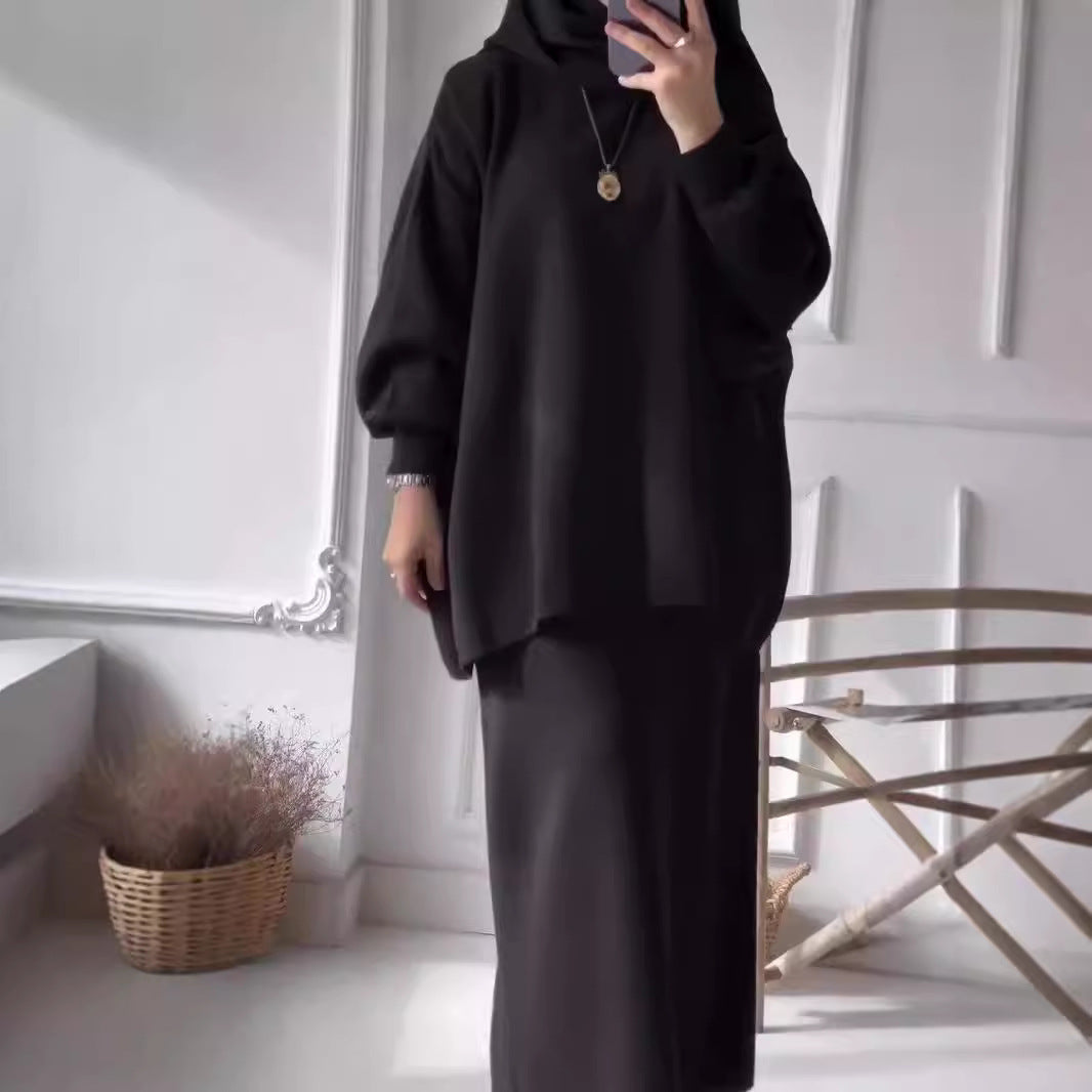 Damen Elegantes Two-Piece Set Asymmetrisch Voluminöse Ärmel