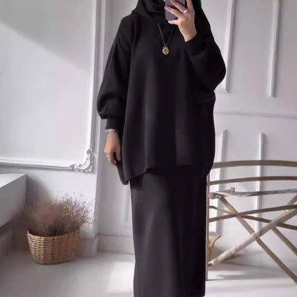 Damen Elegantes Two-Piece Set Asymmetrisch Voluminöse Ärmel