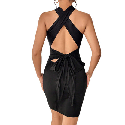 Damen Minikleid mit Kreuz-Design und Bindebändern