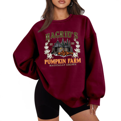 Damen Sweatshirt Rundhalsausschnitt Kürbis-Motiv Norvielle