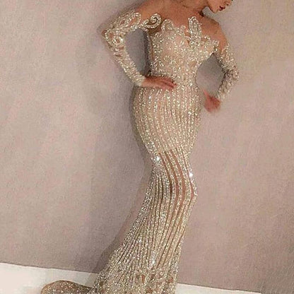 Damen Abendkleid Norvielle Glitzerpailletten Schmal