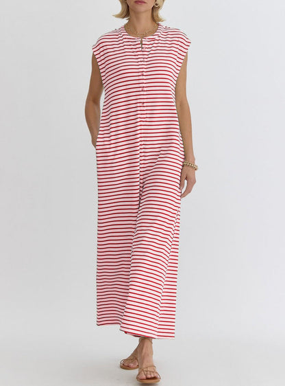 Damen Jumpsuit Streifenmuster Baumwolle Bequem