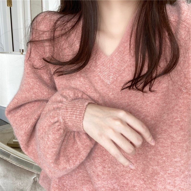 Damen Oversized V-Pullover Weich Norvielle - Norvielle