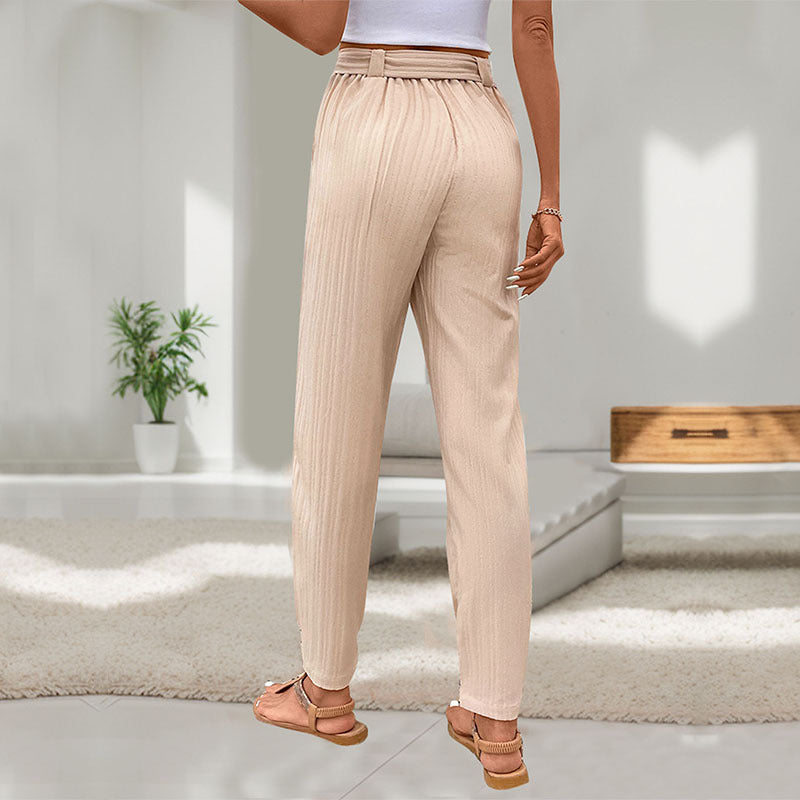 Damen Chinohose mit Gürtel Elastischer Bund