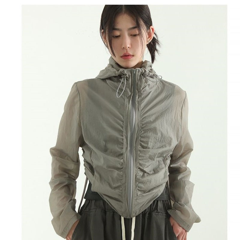 Damen Cropped Jacke atmungsaktives Material verstellbarer Bund