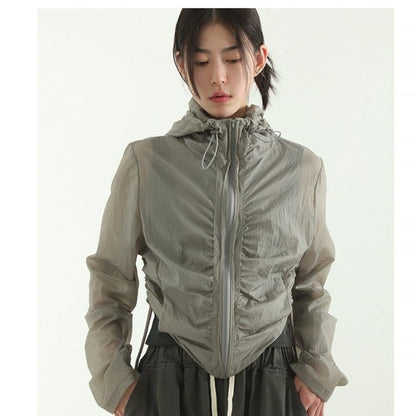 Damen Cropped Jacke atmungsaktives Material verstellbarer Bund