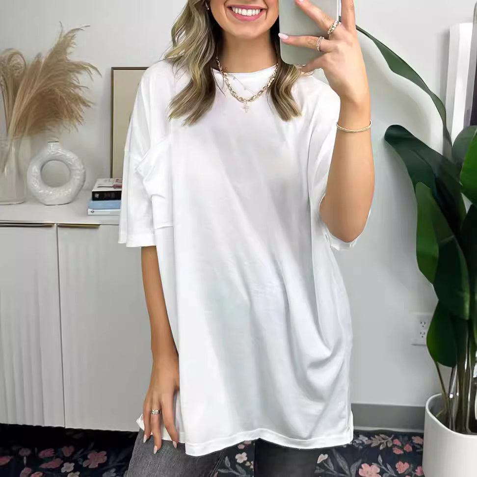 Damen Oversized T-Shirt mit Tasche aus Baumwolle