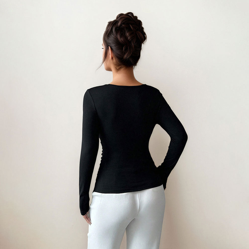 Damen Langarmtop Figurbetont mit Twist-Detail Norvielle