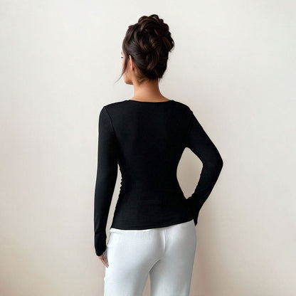 Damen Langarmtop Figurbetont mit Twist-Detail Norvielle