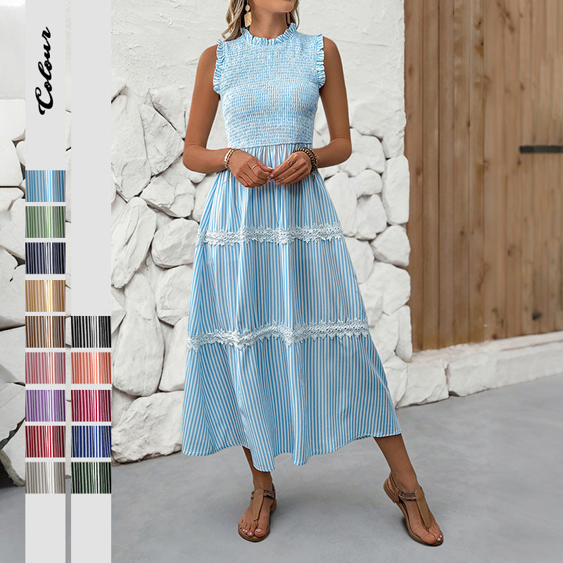 Damen Maxikleid Gestreift Voluminöse Rüschen Norvielle - Norvielle