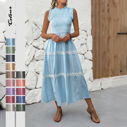 Damen Maxikleid Gestreift Voluminöse Rüschen Norvielle - Norvielle