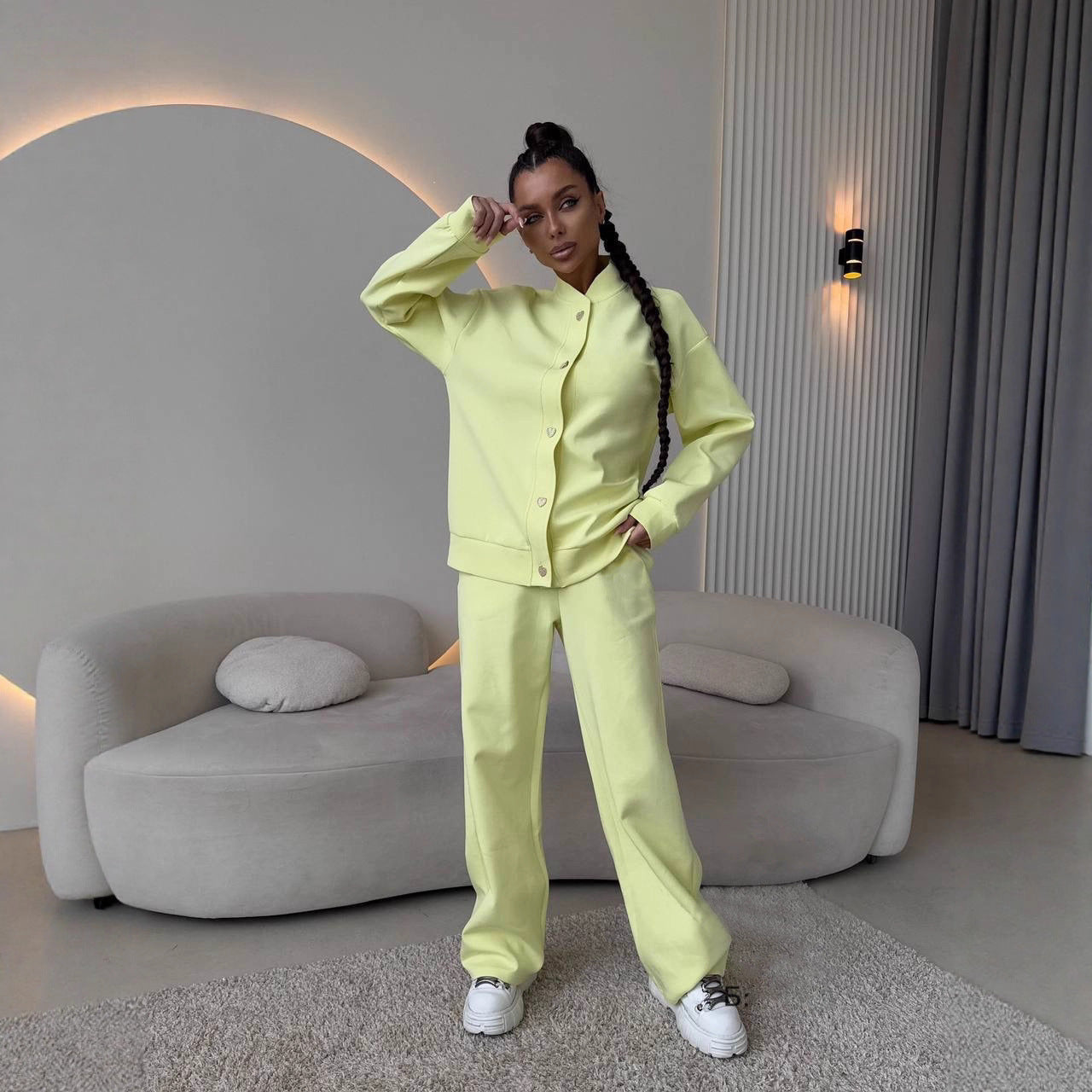 Damen Freizeitset Blusenjacke und weite Hose Norvielle