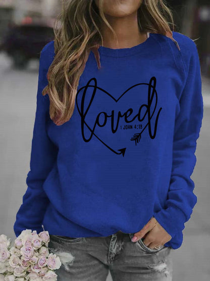 Damen Sweatshirt Herz-Aufdruck Inspirierend Grau