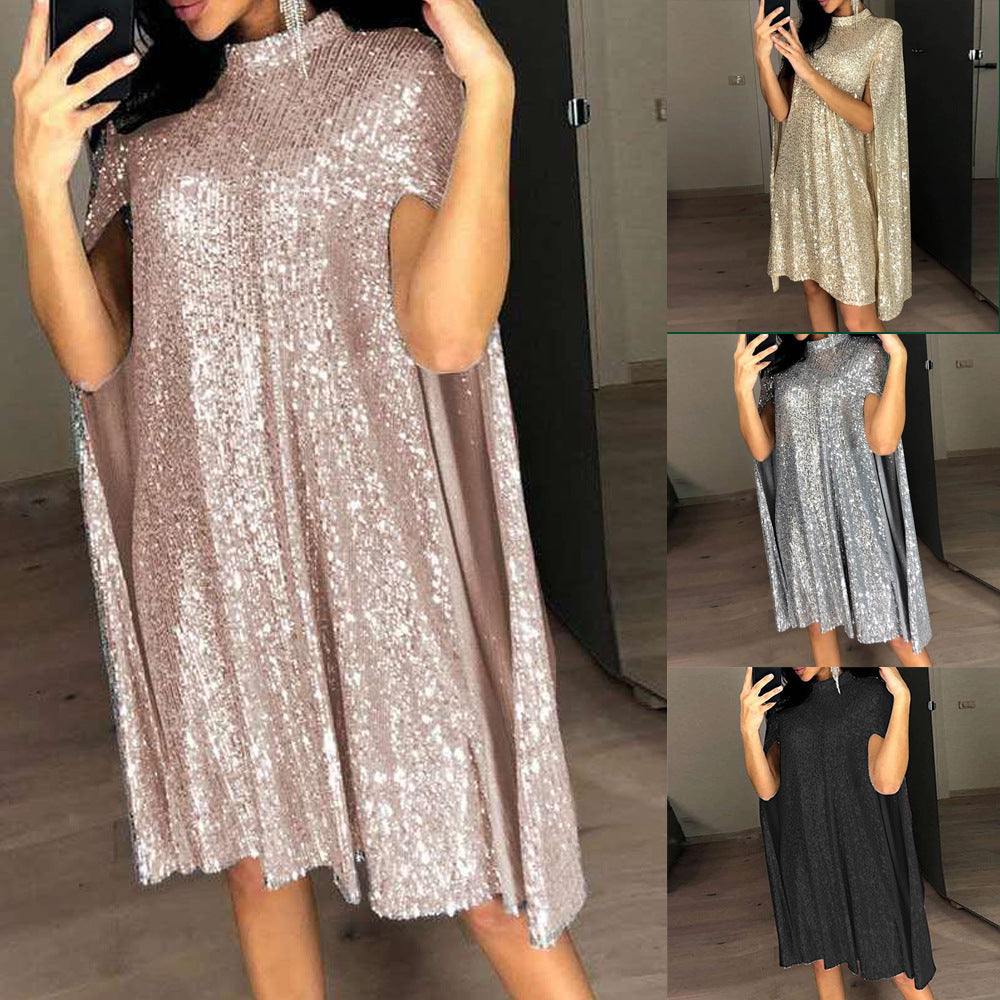 Damen Abendkleid mit Cape Schwarz - Norvielle