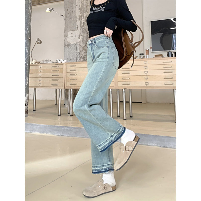 Damen Weite Denim-Hosen Hochbund Norvielle
