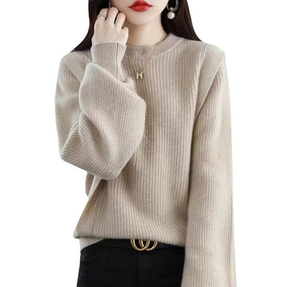 Damen Grobstrickpullover Rundhalsausschnitt