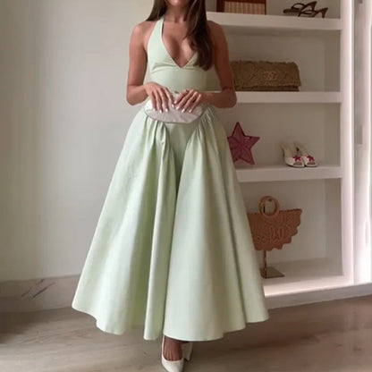 Damen Abendkleid V-Ausschnitt Weit Rock Norvielle