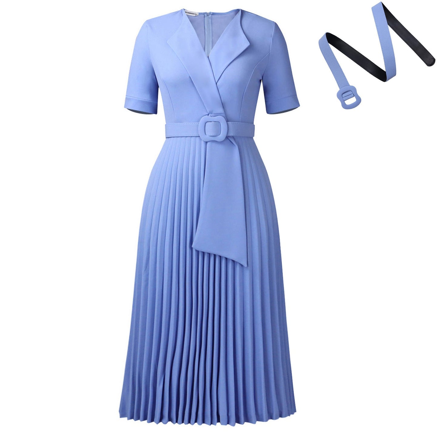 Damen Plissee-Kleid mit Blazer-Oberteil und abnehmbarem Gürtel