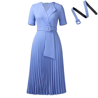 Damen Plissee-Kleid mit Blazer-Oberteil und abnehmbarem Gürtel