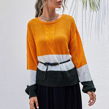 Damen Strickpullover Lässig Weit Blockstreifen Norvielle