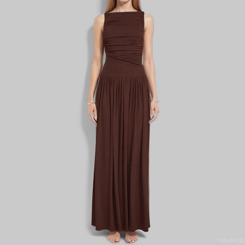 Damen Maxikleid Raffiniertes Raffung Design Norvielle