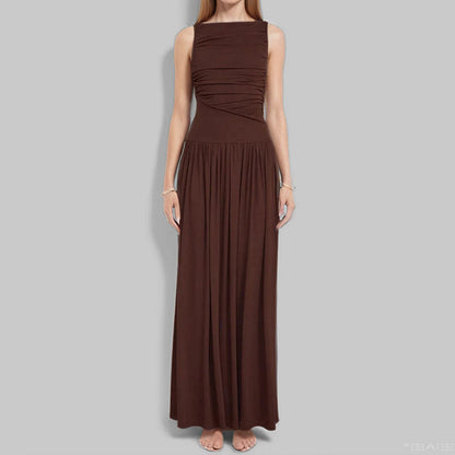 Damen Maxikleid Raffiniertes Raffung Design Norvielle