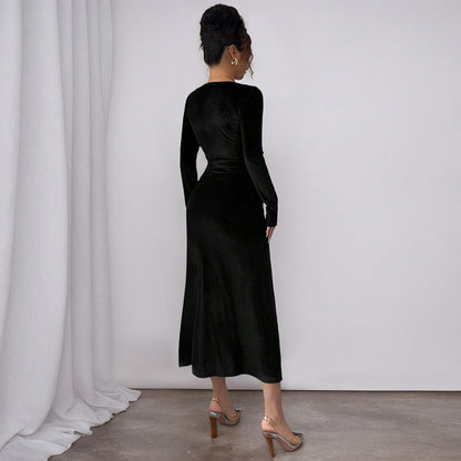 Damen Midi-Kleid Quadrat-Ausschnitt Rüschen-Detail