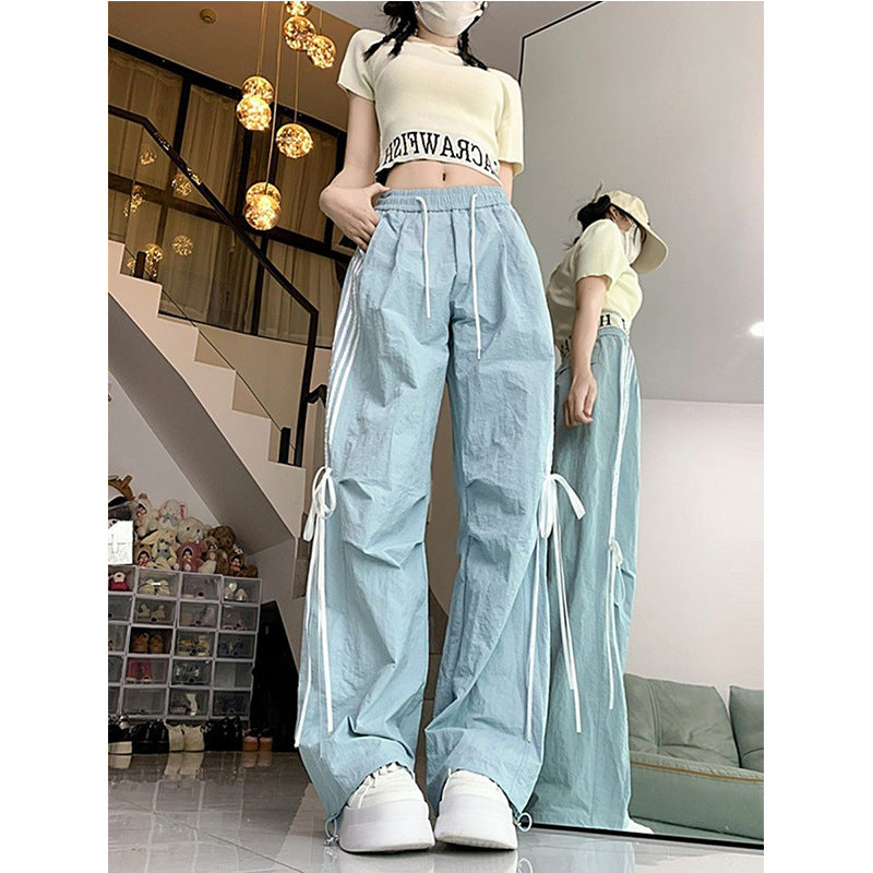 Damen Sporthose mit Seitlichen Streifen und Schnürbund Bequem