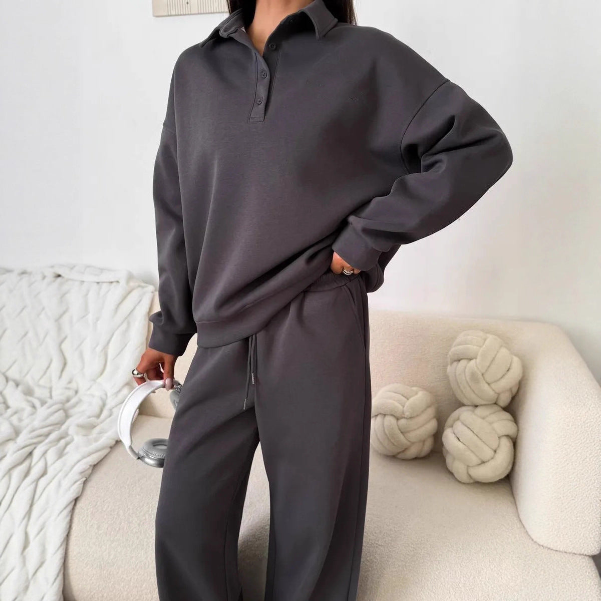 Damen Hoodie-Anzug Weites Design Elastischer Bund