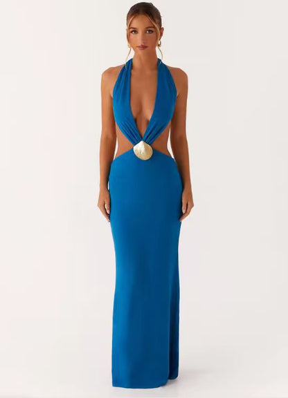 Damen Abendkleid V-Ausschnitt Cut-Out-Design Norvielle